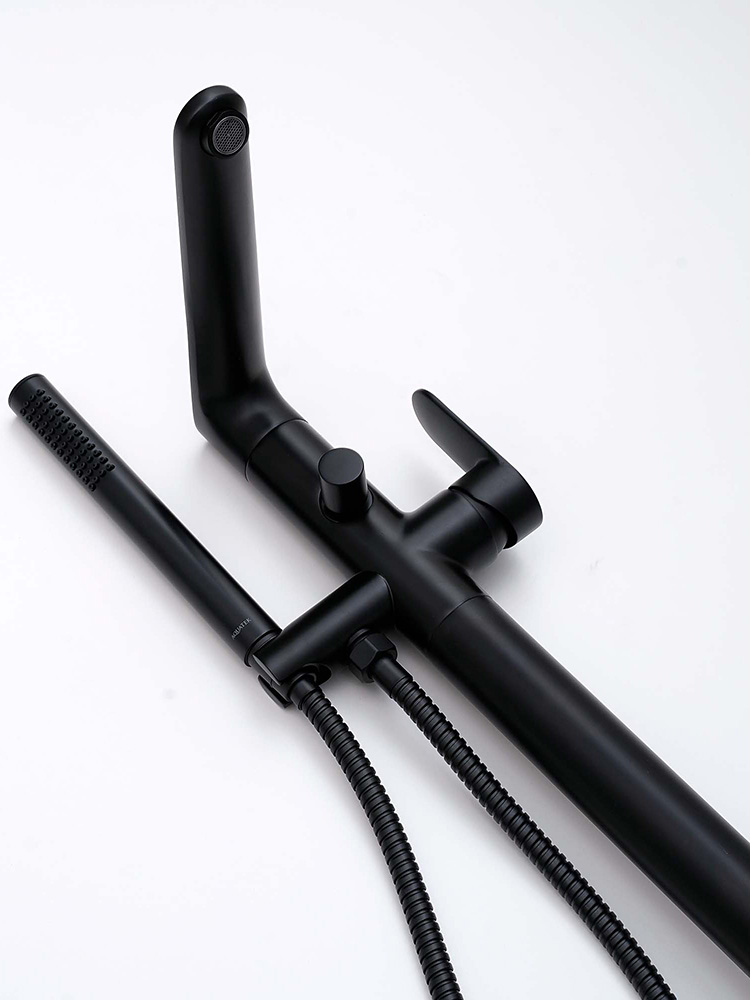 Смеситель для ванны напольный Aquanet Ника матовый черный AQ1845MB