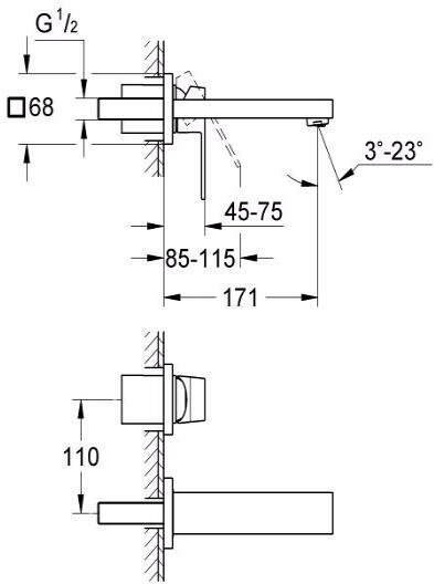 Внешняя часть смесителя для раковины GROHE Eurocube хром 19895000
