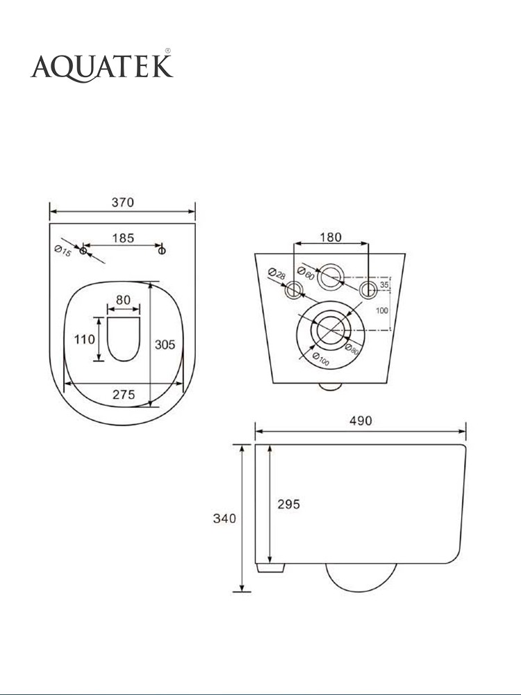 Комплект инсталляции 4 в 1 AQUATEK МИЯ Т-033 с унитазом AQ2004T-00 и сиденьем soft-close INS-0000012/KKI-0000016/KDI-0000033/AQ2004T-00