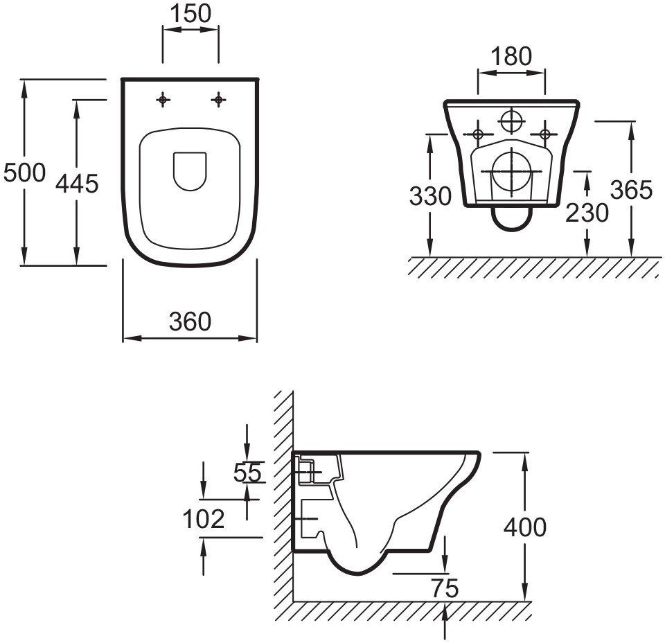 Унитаз с инсталляцией Jacob Delafon Vox сиденье тонкое микролифт панель для двойного смыва матовый черный E21747RU-BL
