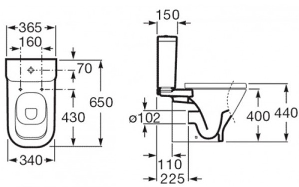 Чаша напольного унитаза под бачок Roca The Gap 342477000