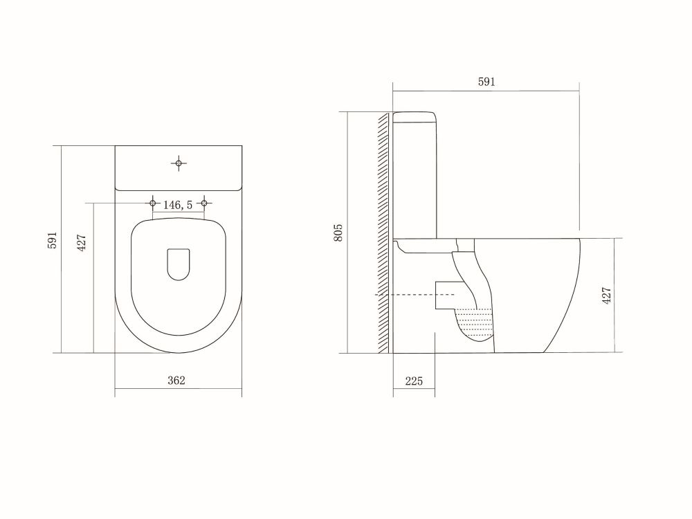 Унитаз напольный безободковый с бачком Aquanet Oberon 591x362x820 мм горизонтальный выпуск AQ1273S-00