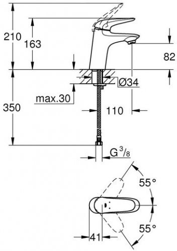 Смеситель для раковины GROHE Eurostyle хром 23715003