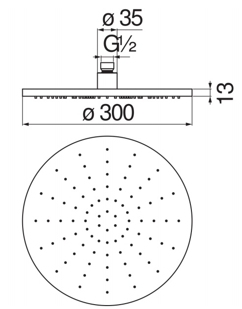 Верхний душ Rossinka AD139/63CR 30 см хром AD139/63CR