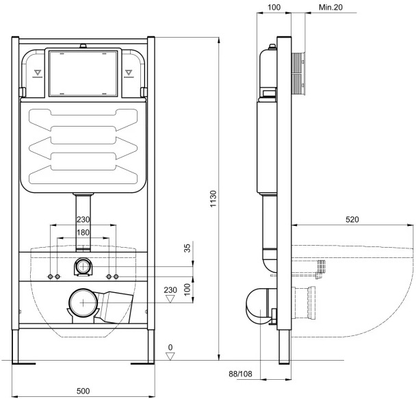 Комплект инсталляции 4 в 1 AQUATEK НИКА-020 (рама INS-0000012, крепеж KKI-0000002, клавиша KDI-0000020, унитаз AQ2009-00 soft-close) INS-0000012/KKI-0000002/KDI-0000020/AQ2009-00