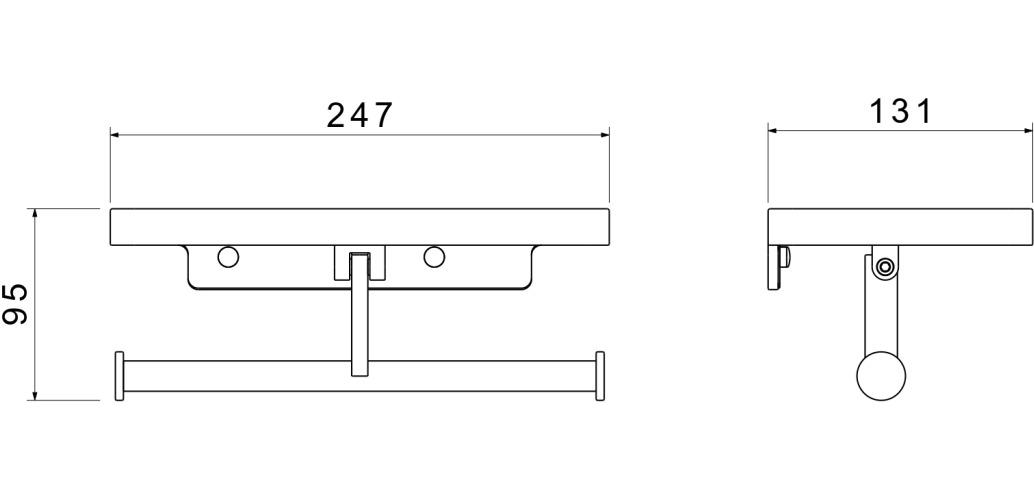 Бумагодержатель двойной с полкой Aquanet Europa матовый черный AQ4919MB
