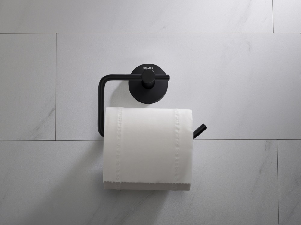 Бумагодержатель квадратный Aquanet Europa матовый черный AQ4118MB