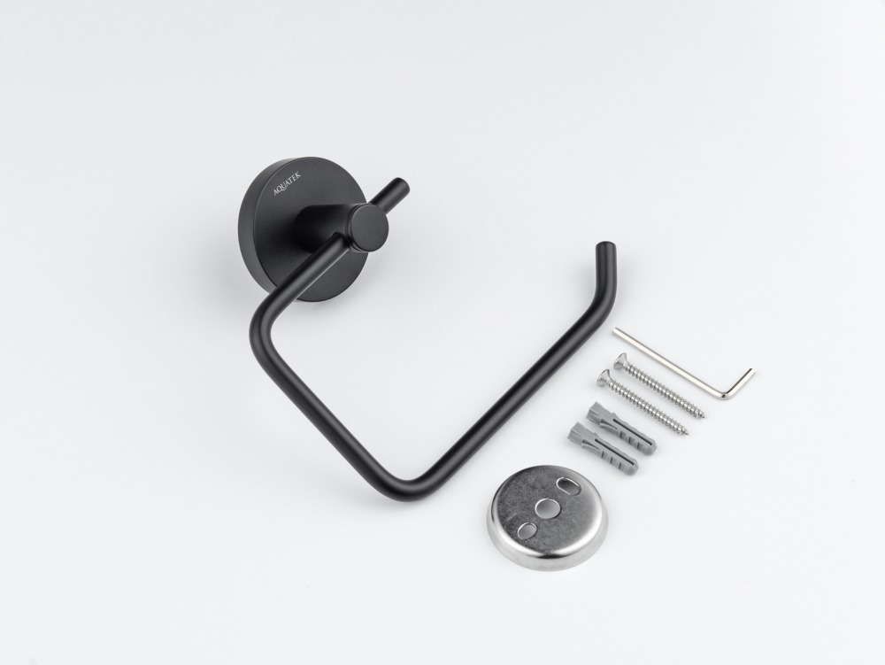 Бумагодержатель квадратный Aquanet Europa матовый черный AQ4118MB