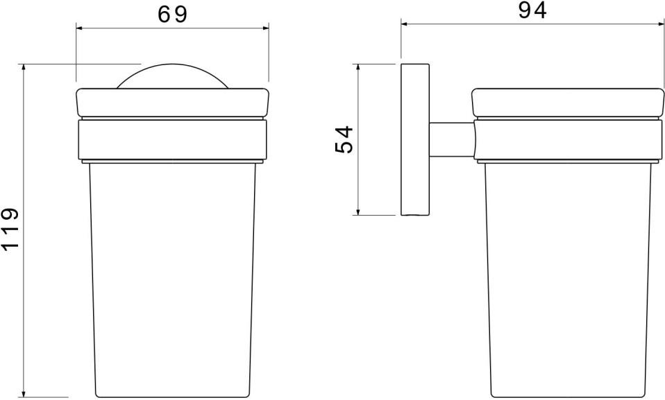 Стакан с держателем Aquanet Европа матовый черный AQ4104MB