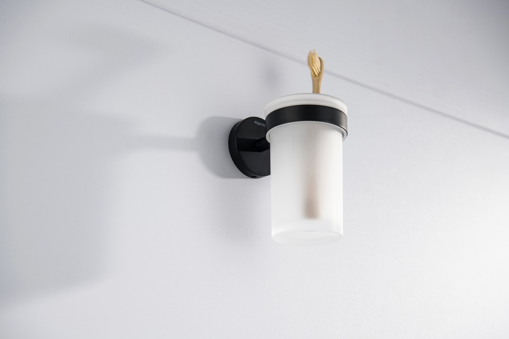 Стакан с держателем Aquanet Европа матовый черный AQ4104MB