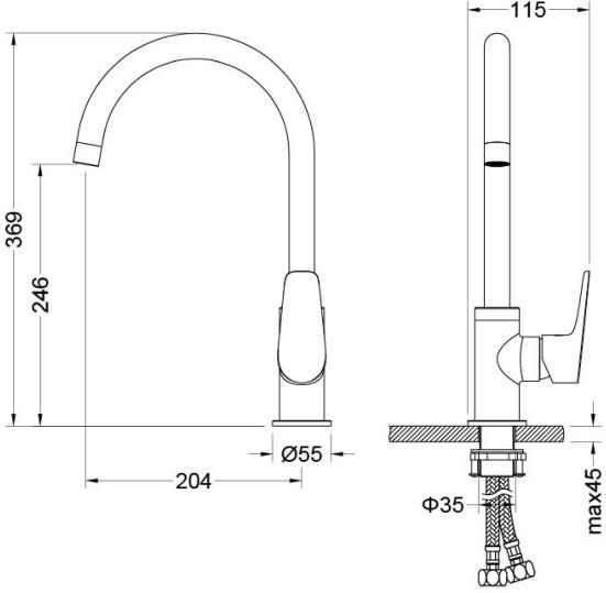 Смеситель для кухни Aquanet Betta хром AQ1182CR