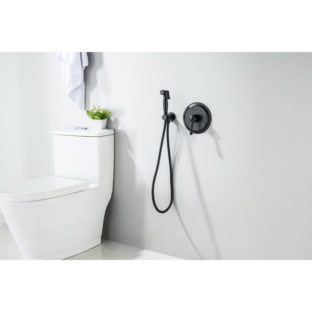 Набор с гигиеническим душем Aquanet Классик со смесителем матовый черный AQ1519MB