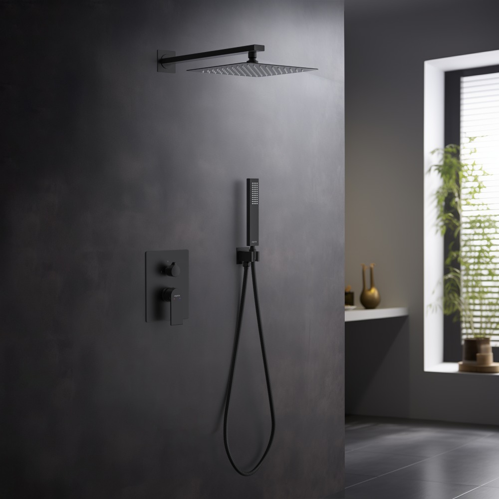 Душевой комплект 3 в 1 Aquanet ЛИРА матовый черный AQ1472MB