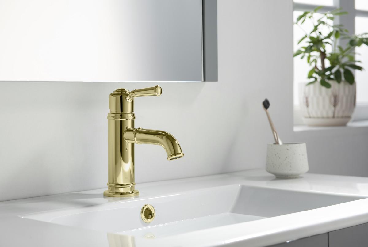 Смеситель для раковины Aquanet Классик без донного клапана полированное золото AQ1510PG