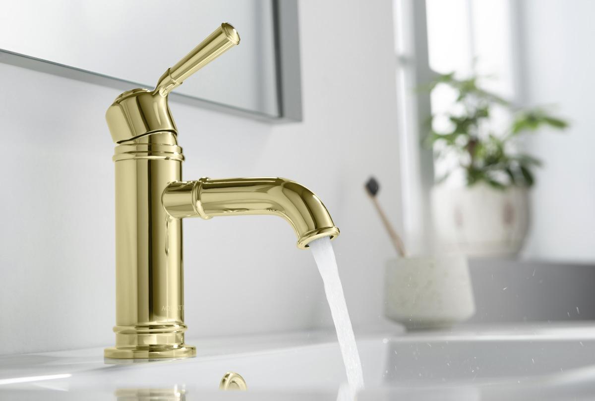 Смеситель для раковины Aquanet Классик без донного клапана полированное золото AQ1510PG