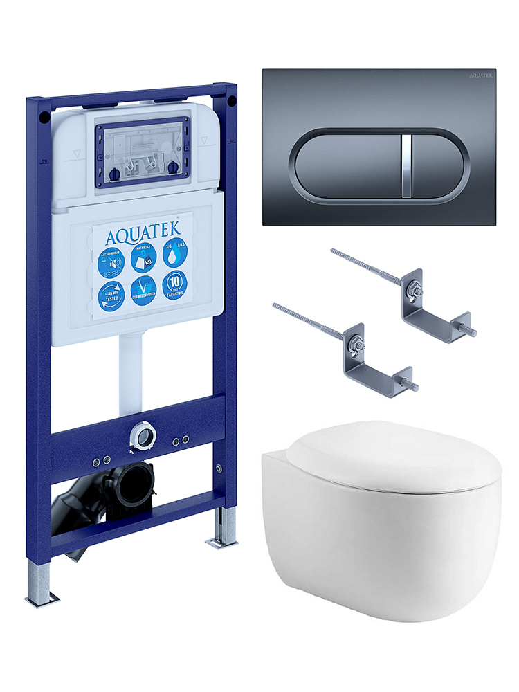 Комплект инсталляции 4 в 1 AQUATEK Альтаир (рама INS-0000025, кнопка KDI-0000050, унитаз AQ1980-00) cm-050