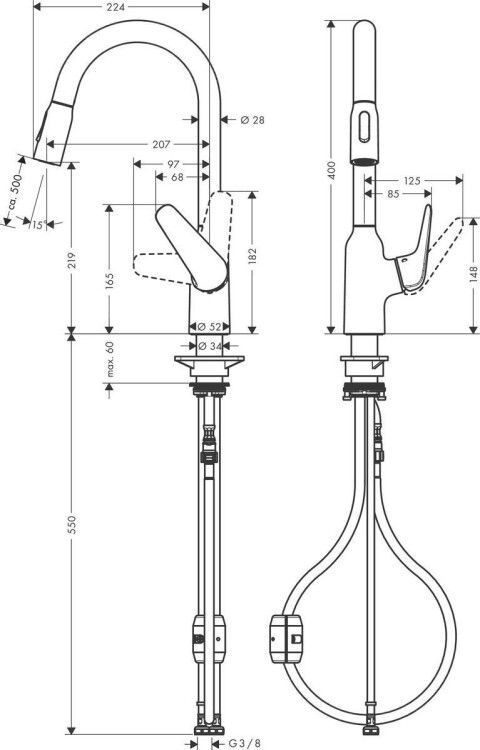 Смеситель для кухни Hansgrohe Focus M42 нержавеющая сталь 71800800