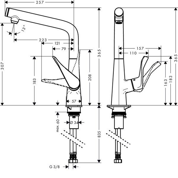 Смеситель для кухни Hansgrohe Metris Select M71 однорычажный, цвет сталь 14883800