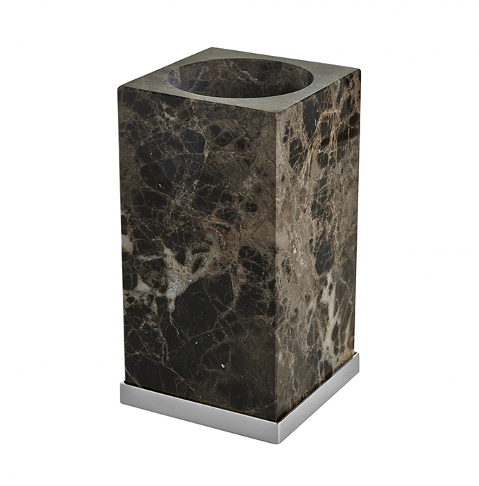 Стакан настольный 3SC Palace 75х75х140 мм мрамор Emperador Dark хром PA03AEMSL