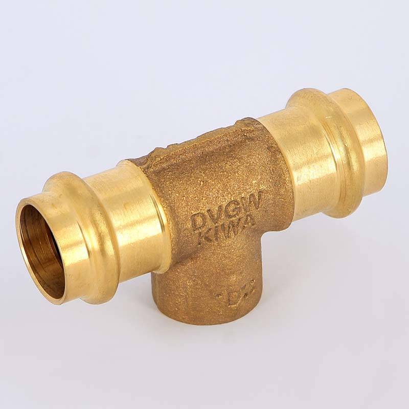 Тройник пресс-В Viega Sanpress 22х1/2х22 бронза 115944