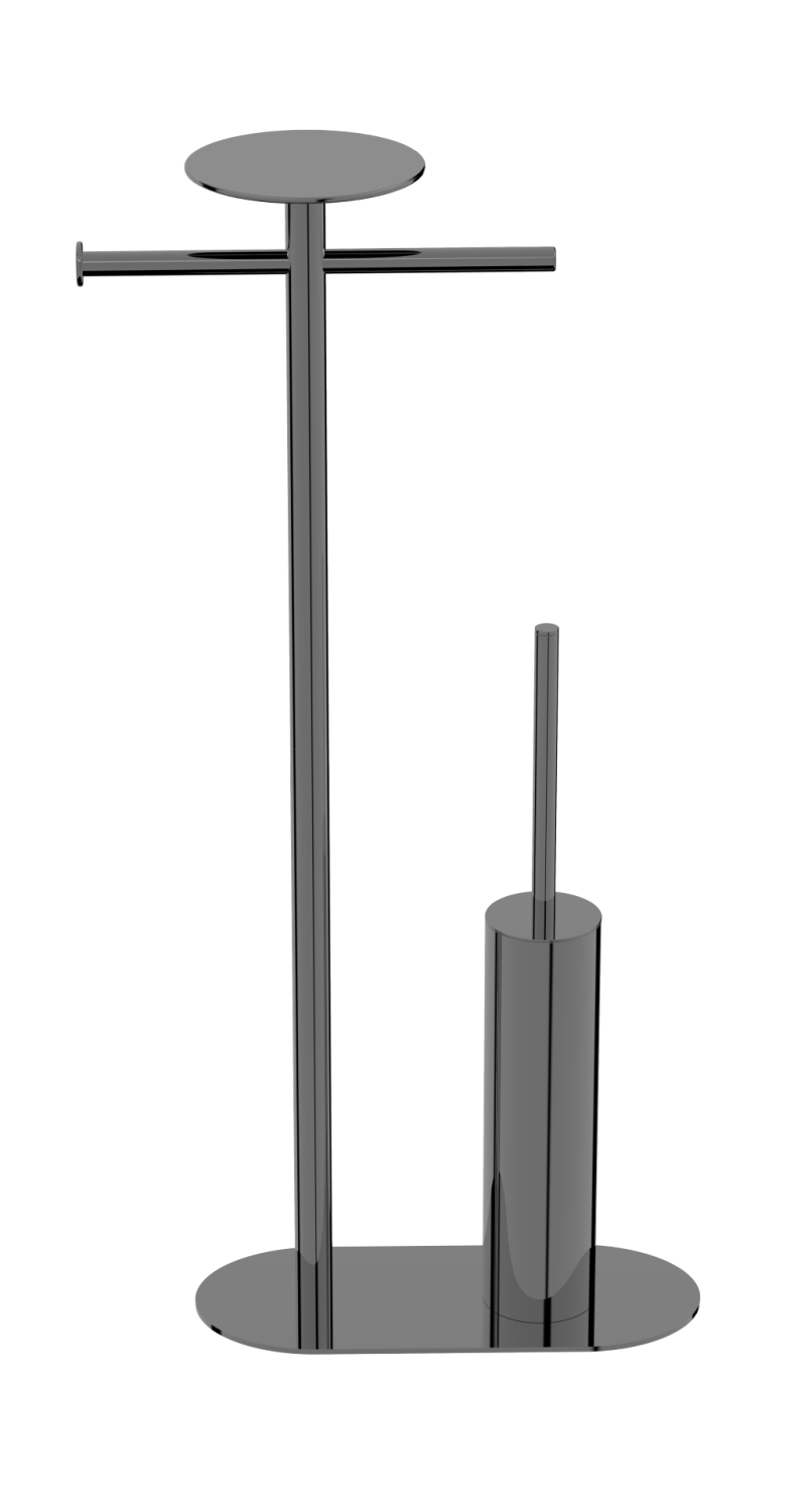 Стойка напольная Boheme Venturo ершик с держателем бумаги и полкой shine gun metall 10953-SGM