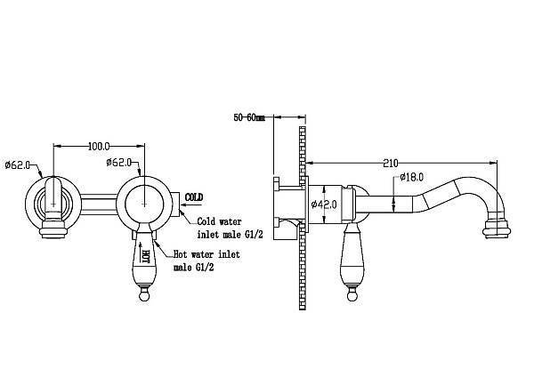 Смеситель для раковины Boheme Tradizionale Oro встраиваемый золото глянцевое 287