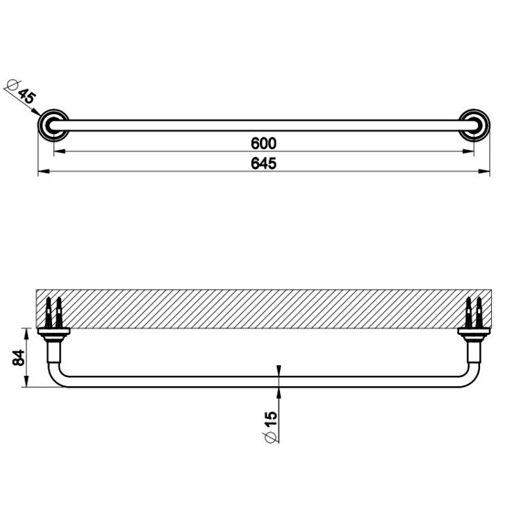 Полотенцедержатель Gessi VENTI20 645 мм Brass PVD 65503710