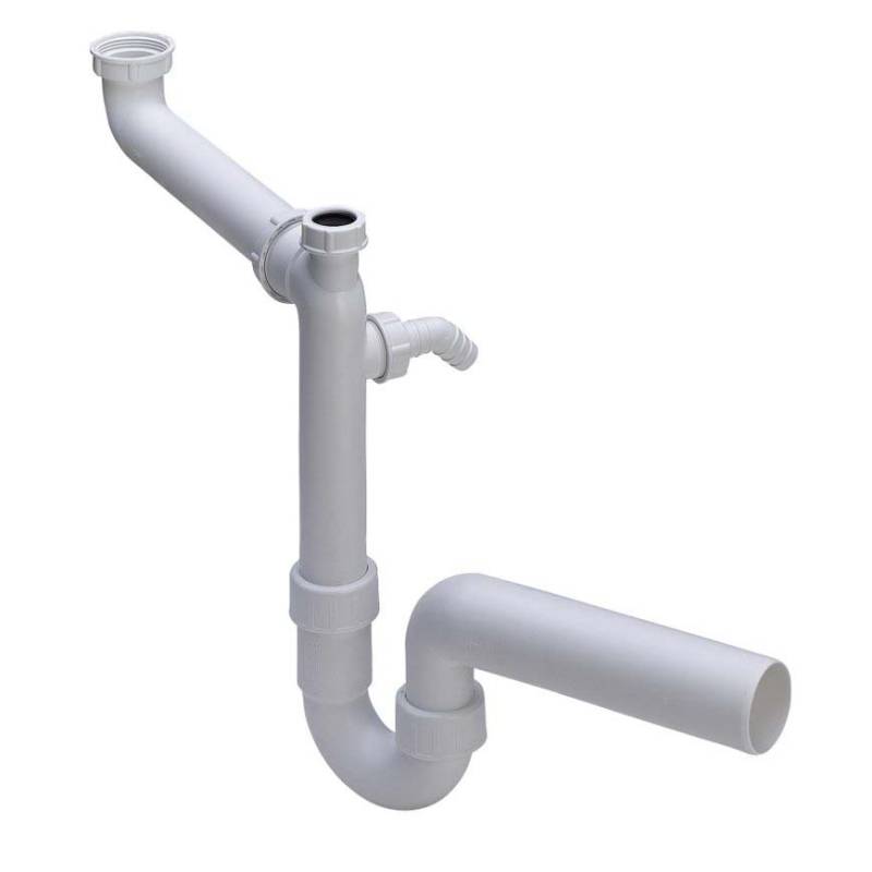Сифон трубный для двойной мойки Viega 1 1/2х50 мм горизонтальный отвод 104054