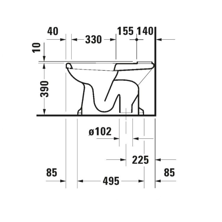 Унитаз напольный Duravit 1930 355x665x390 мм белый 0227010000