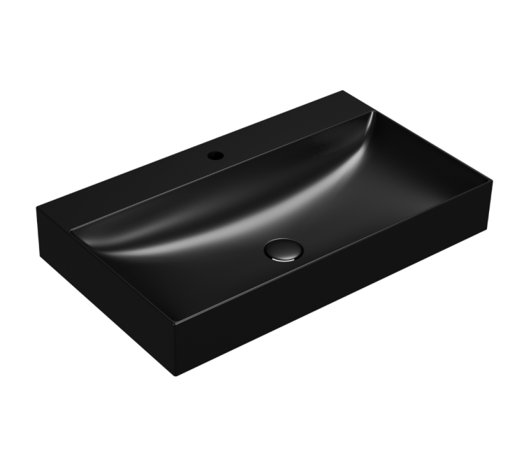 Раковина Globo T-EDGE 800x470x120 мм подвесная/накладная 1 отверстие для смесителя цвет чёрный матовый B6R81AR