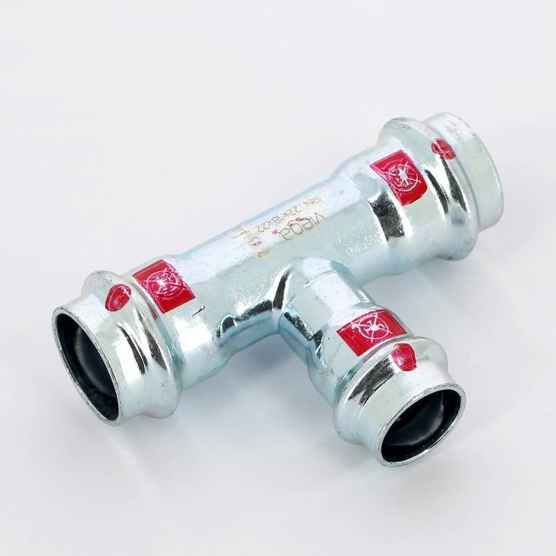 Тройник пресс Viega Prestabo оцинкованная сталь 22х18х22 мм 558703