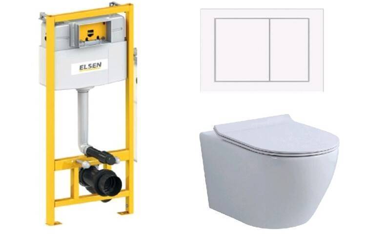 Комплект ELSEN E05 унитаз подвесной 360x530x360 мм инсталляция и клавиша белый EIN5001120E05white817B2Set