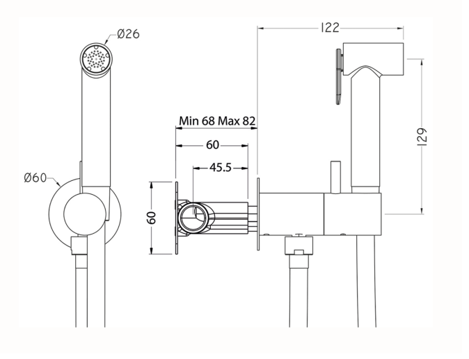 Гигиенический душ Cisal Shower со смесителем и шлангом 1200 мм Black Titanium PVD CV0079752Q