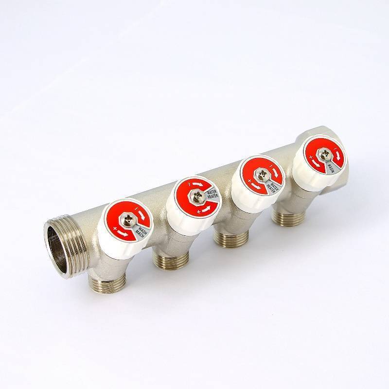 Коллектор никелированный Uni-Fitt 1 НВ 4 выхода 1/2 Н 40 мм 404N4240