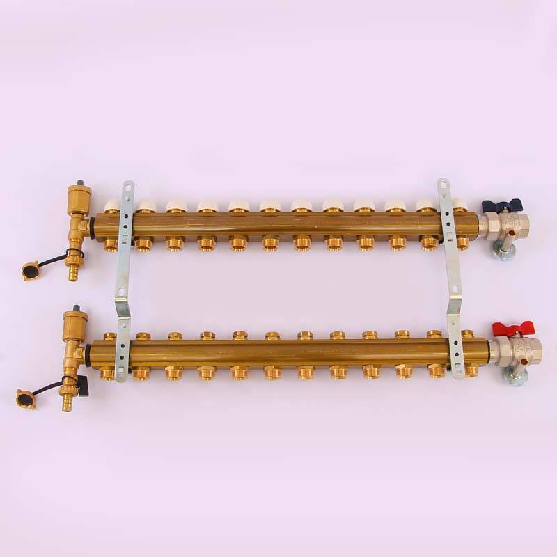 Коллекторная группа Tiemme 1x3/4 EK 12 выходов с кронштейнами и вентилями 3870049