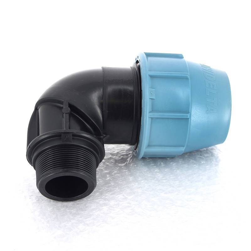 Угол обжимной для труб ПНД Unidelta Deltone 63х2 наружная резьба 1008064007