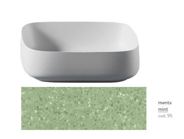 Раковина накладная Artceram Cognac Quadro 560x410x155 мм без отверстия Mint COL0099500