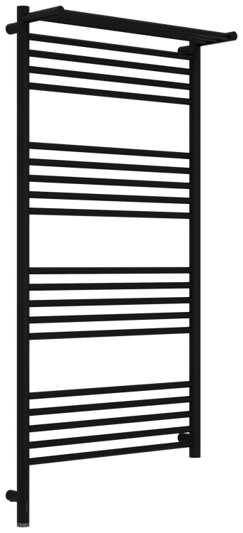 Полотенцесушитель электрический Сунержа Богема 3.1 с 1 полкой 1200x600 мм МЭМ нижнее слева черный матовый 3160061260
