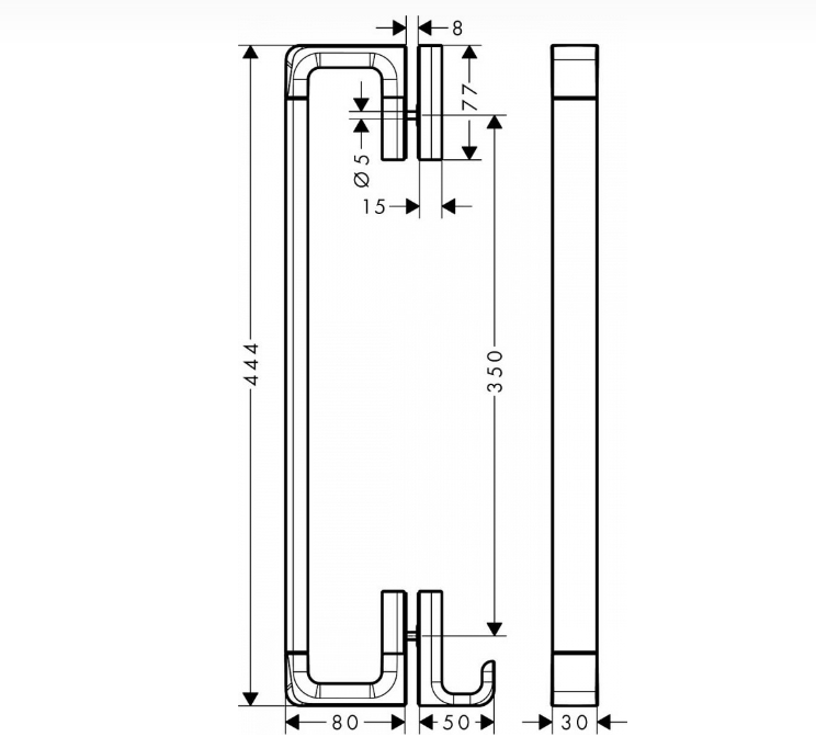 Ручка для душевой двери AXOR Universal Softsquare 444 мм шлифованное красное золото 42837310