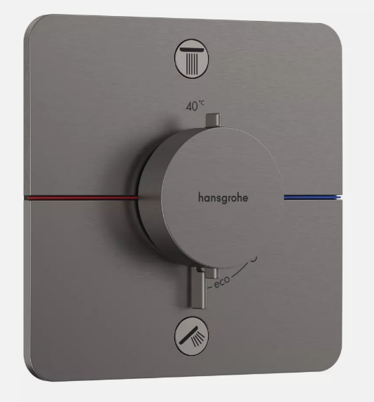 Термостат для душа скрытого монтажа Hansgrohe ShowerSelect Comfort Q на 2 потребителя шлифованный черный хром 15586340