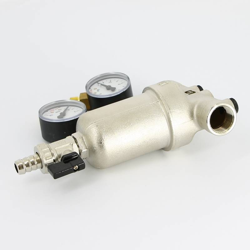 Фильтр промывной Uni-Fitt ВВ 3/4 со сливным краном и 2 манометрами 300 мкм никелированный 216N3030