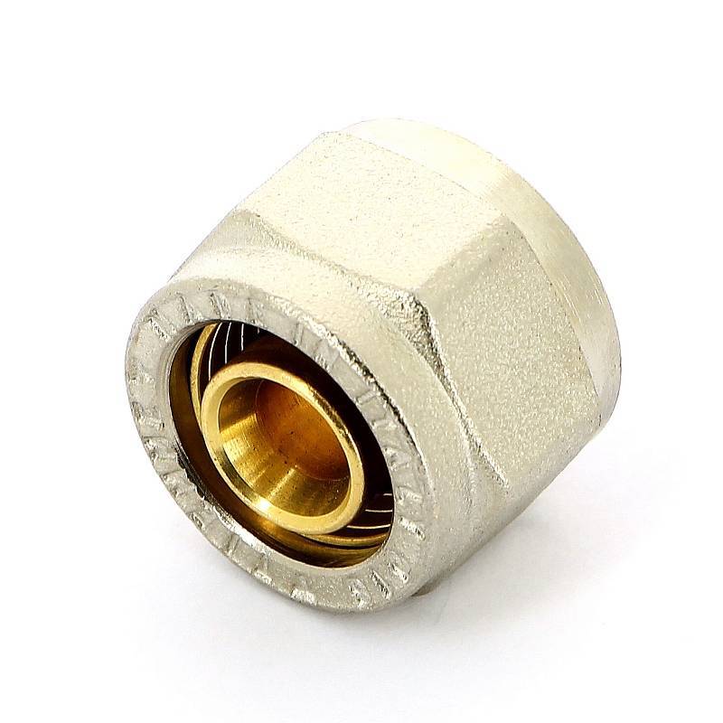 Соединитель обжимной Tiemme для металлопластиковых труб никелированный 16(2.0)х1/2 1440001