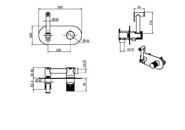 Гигиенический душ со смесителем Boheme Stick белый/золото 127-WG