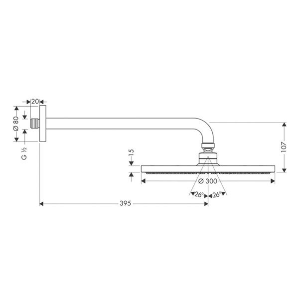 Верхний душ hansgrohe Raindance S 300 мм хром 27493000