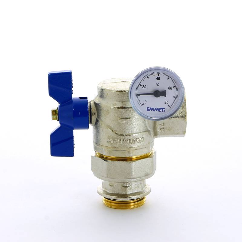 Комплект шаровых кранов угловых Emmeti Progress 1 НВ с термометром 2 шт 01306264