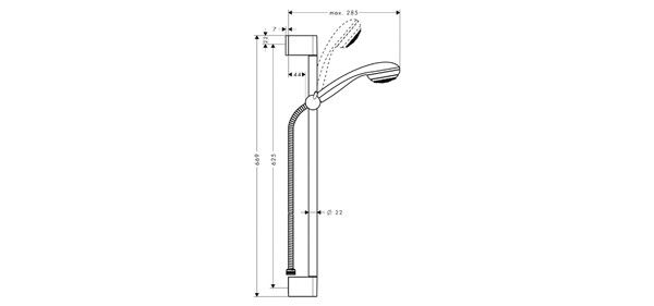 Душевой гарнитур Hansgrohe Crometta 85 Multi со штангой 900 мм хром 27766000