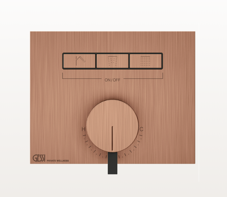 Смеситель для душа Gessi HI-FI встраиваемый на 3 потребителя Copper Brushed PVD 63081708