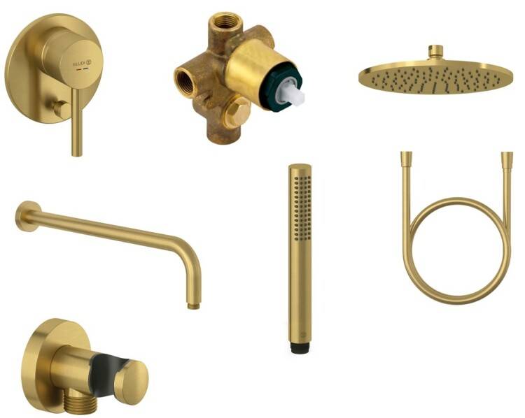 Душевой комплект Kludi Bozz 7 в 1 золото брашированное 38736N076