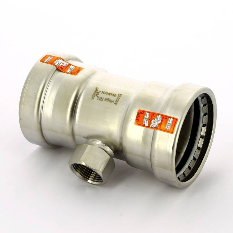 Тройник пресс Sanpress Inox XL Viega нержавеющая сталь 64х3/4х64 мм ВР 578145