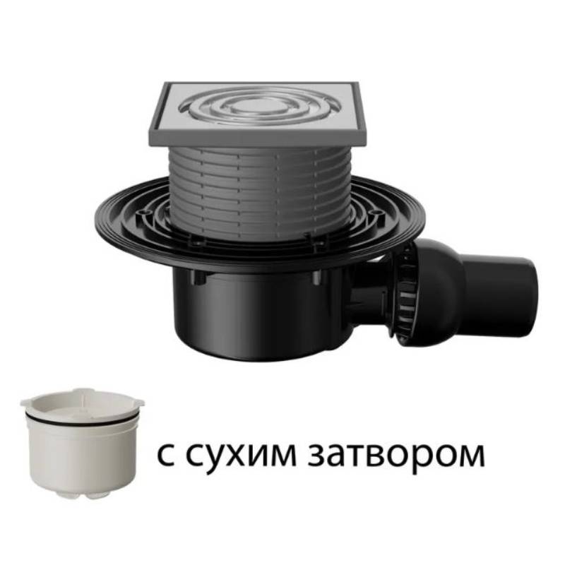 Трап Fachmann T 310.0 SNsP 122x122 мм горизонтальный выпуск 50/75/110 мм сухой сифон 04.079